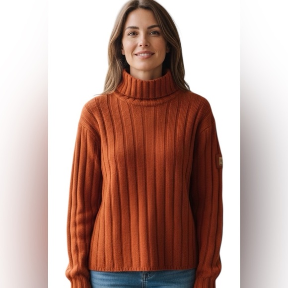 Abercrombie & Fitch Sweaters - Abercrombie & Fitch Ribbed Wool Blend Mock Neck Sweater Size L Rust